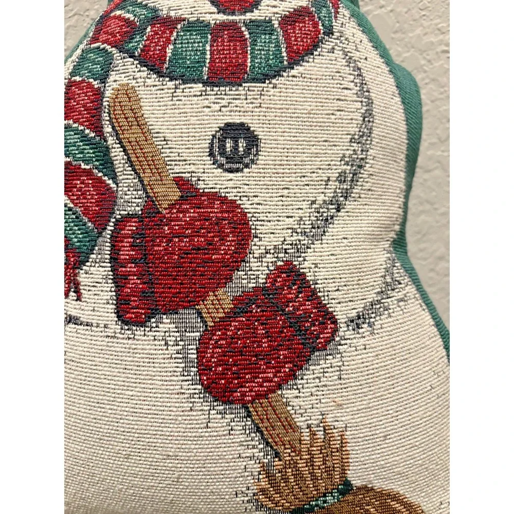Vintage Riverdale Snowman Tapestry Pillow Christmas Decor
